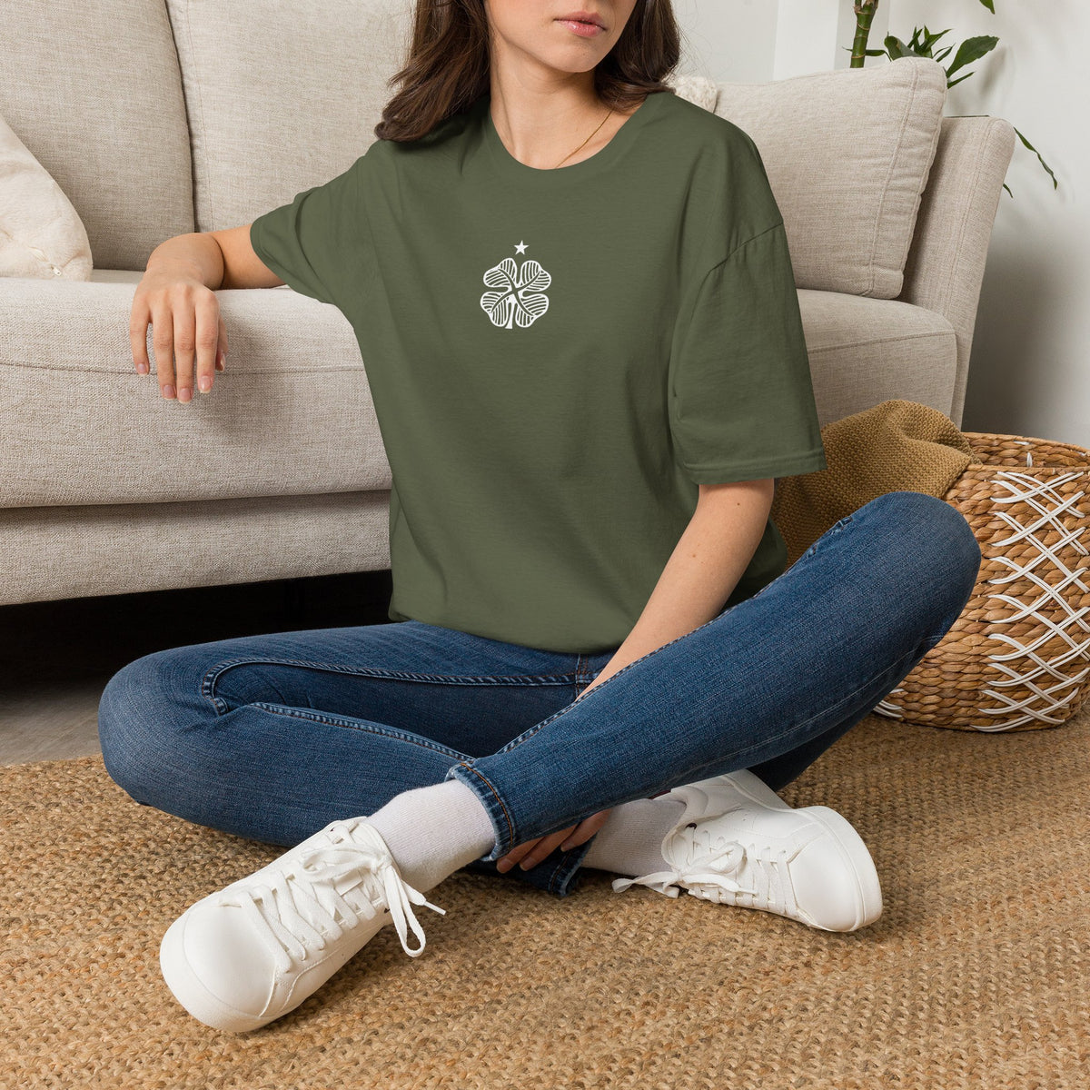 Four Leaf Clover T-shirt (Khaki, Irish Green, Forest Green)