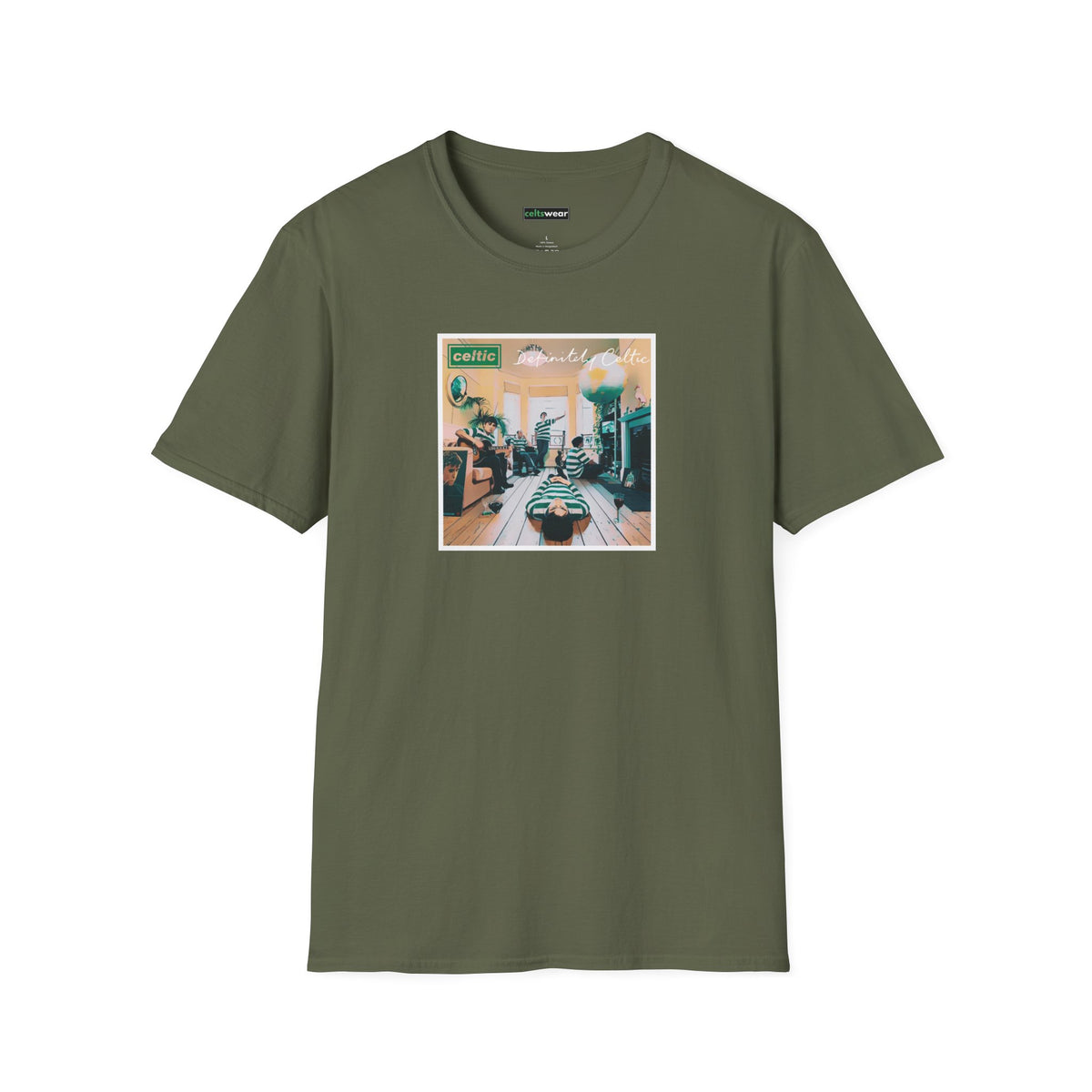 Oasis Definitely Celtic Album Cover T-shirt (Black, Forest Green, Khaki, Grey)