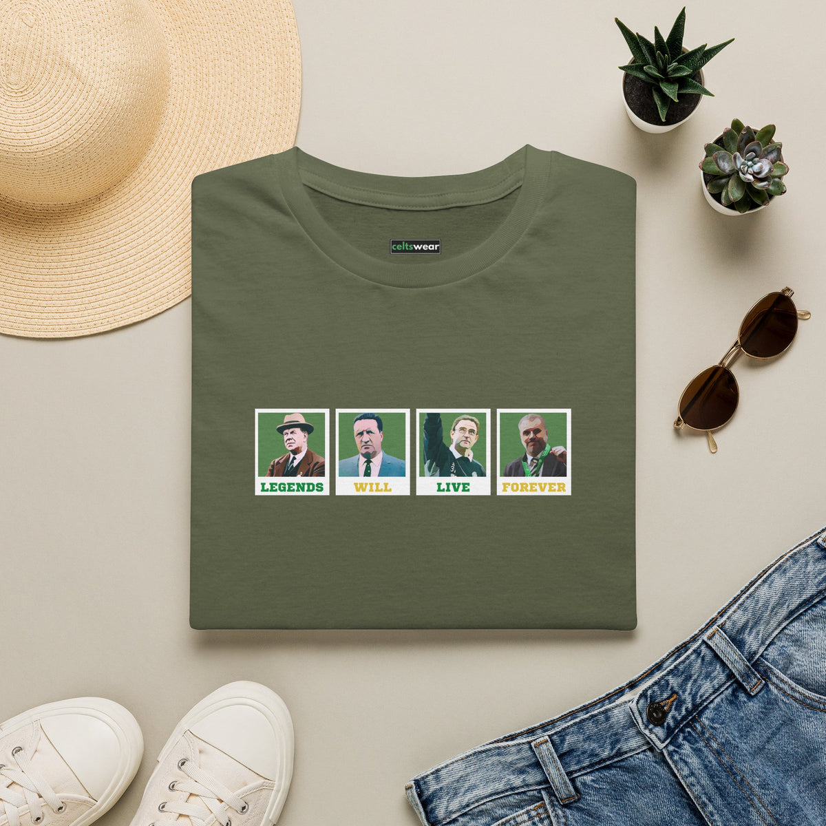 Legendary Celtic Managers T-shirt (Black, Forest Green, Khaki, Grey)