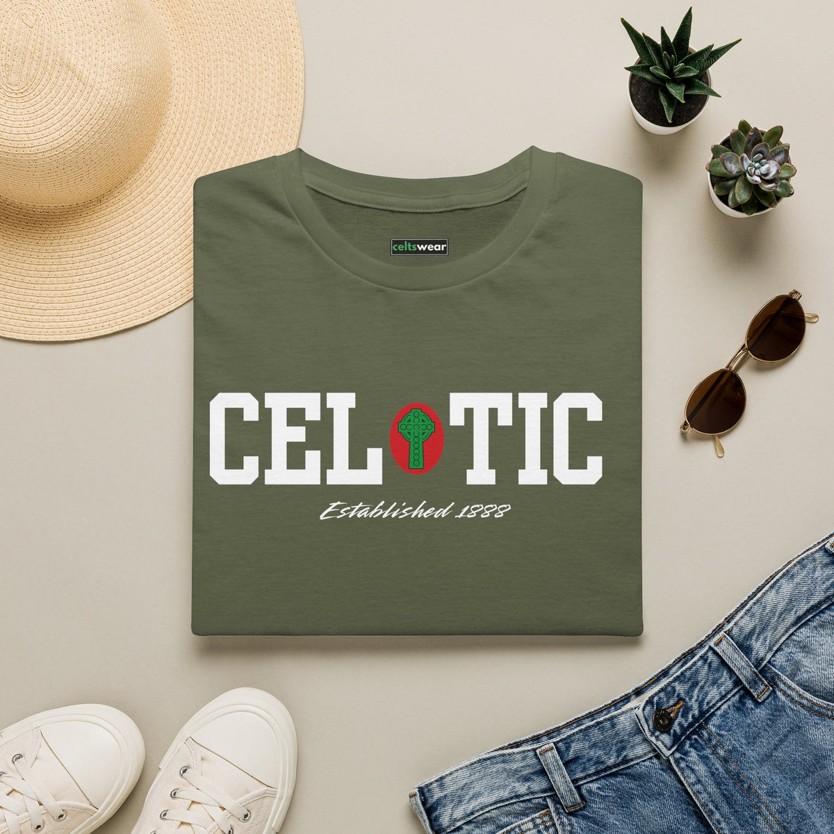 Celtic Original Badge T-Shirt (Black, Khaki Green, Forest Green, Irish Green)