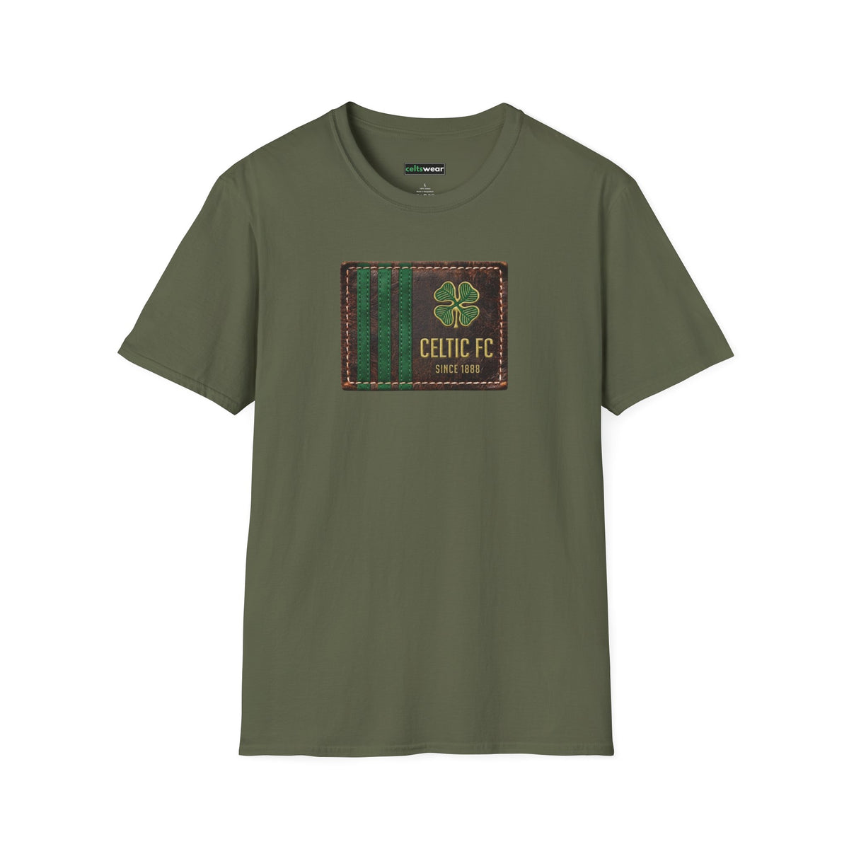 Celtic Leather Patch Design T-Shirt (Black, Khaki Green, Forest Green, White)