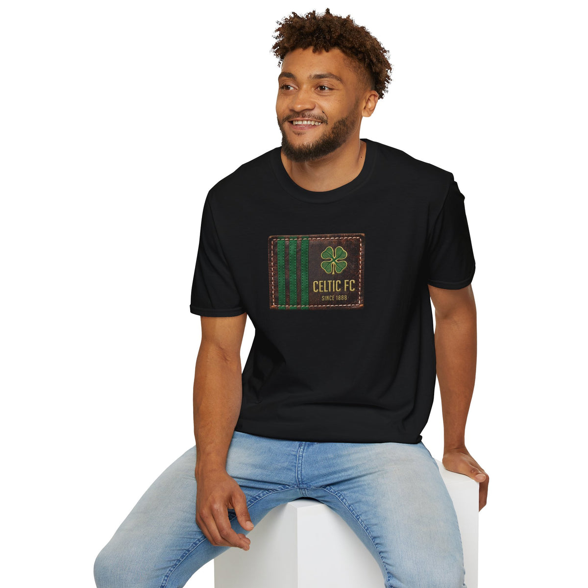 Celtic Leather Patch Design T-Shirt (Black, Khaki Green, Forest Green, White)