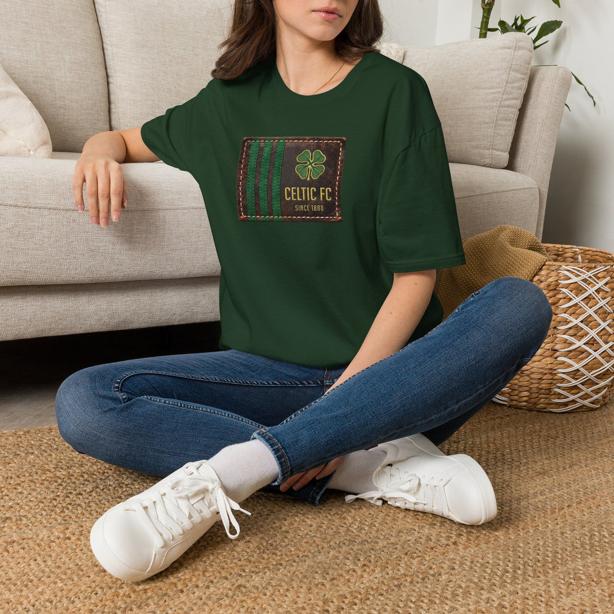 Celtic Leather Patch Design T-Shirt (Black, Khaki Green, Forest Green, White)