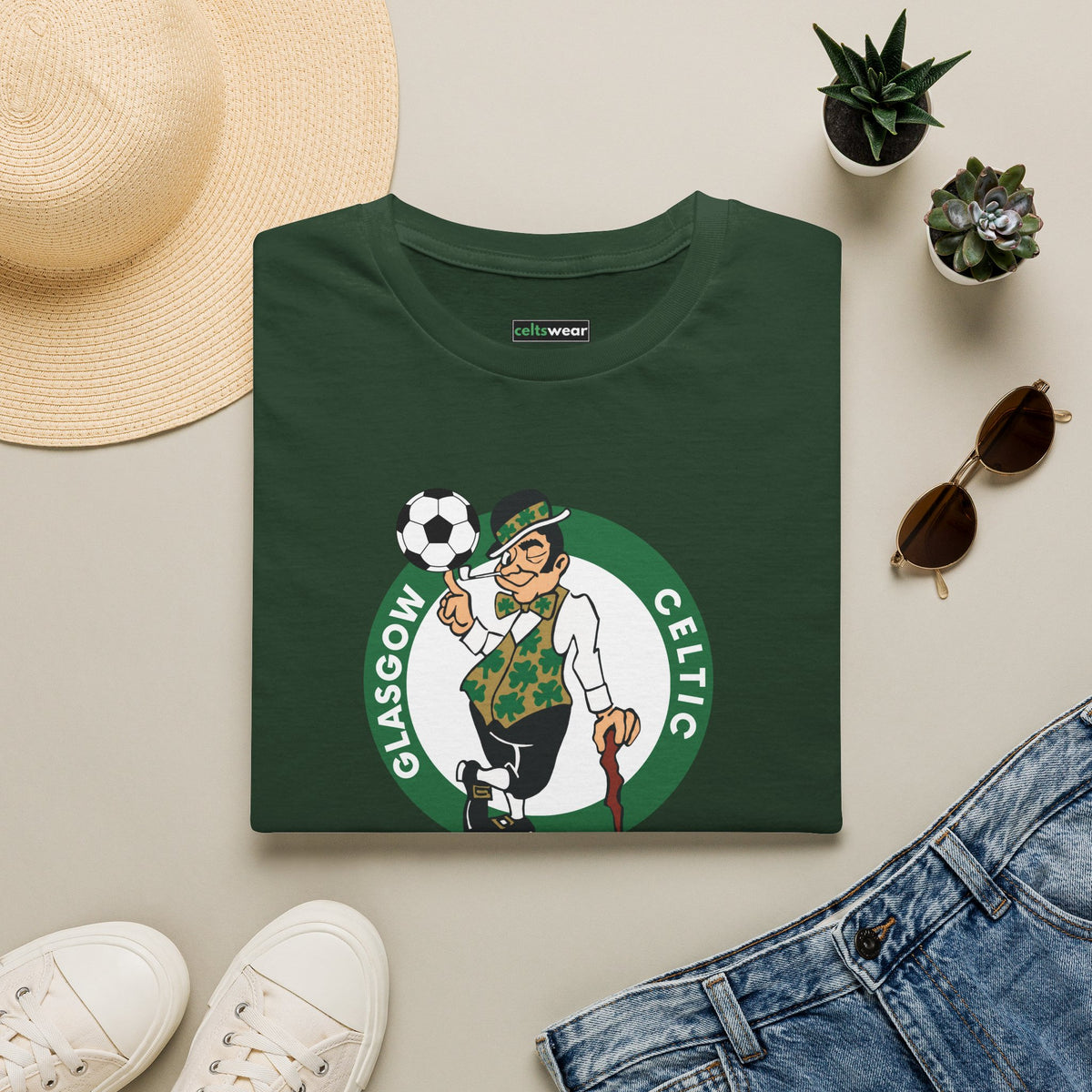 Glasgow Celtic Boston Style T-Shirt (Black, Khaki Green, Forest Green, Irish Green, White, Grey)