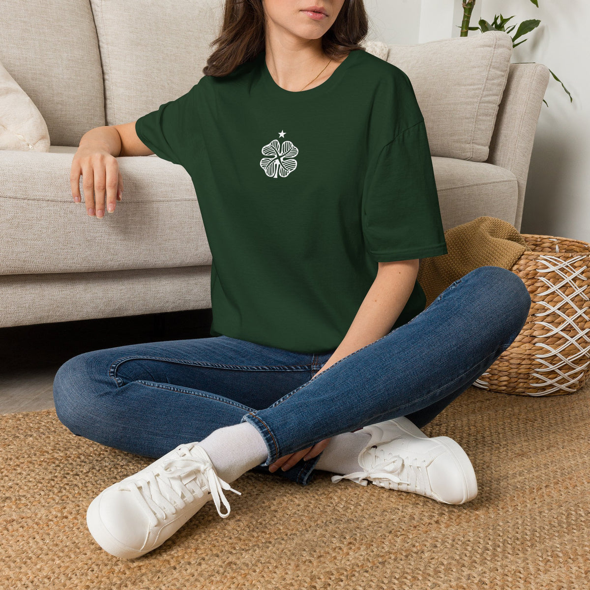Four Leaf Clover T-shirt (Khaki, Irish Green, Forest Green)