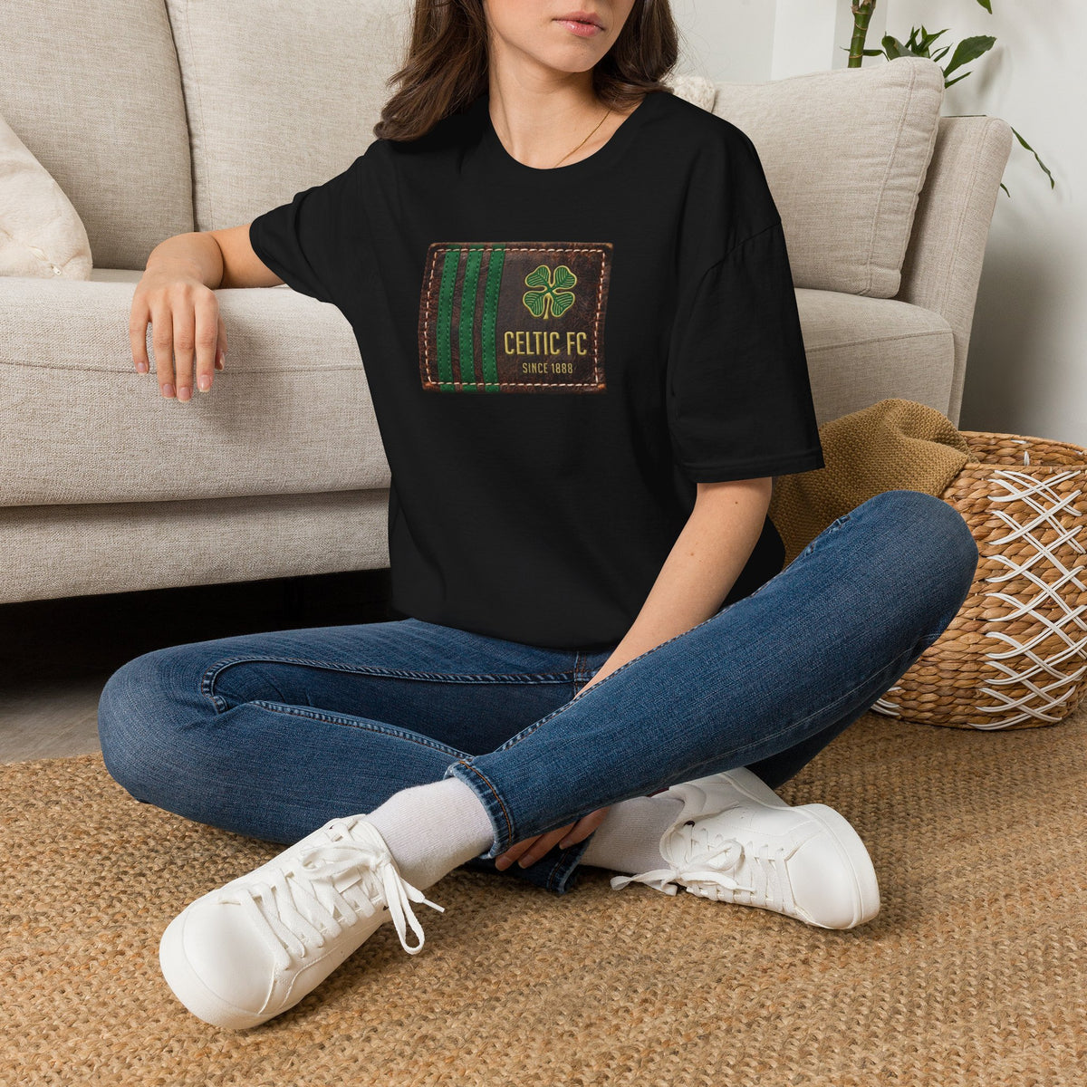 Celtic Leather Patch Design T-Shirt (Black, Khaki Green, Forest Green, White)