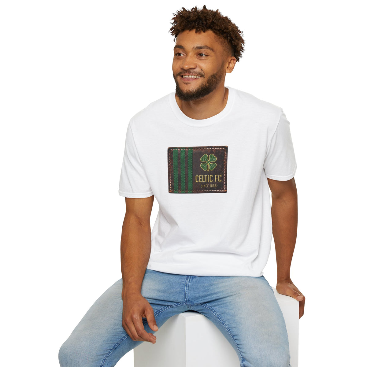 Celtic Leather Patch Design T-Shirt (Black, Khaki Green, Forest Green, White)