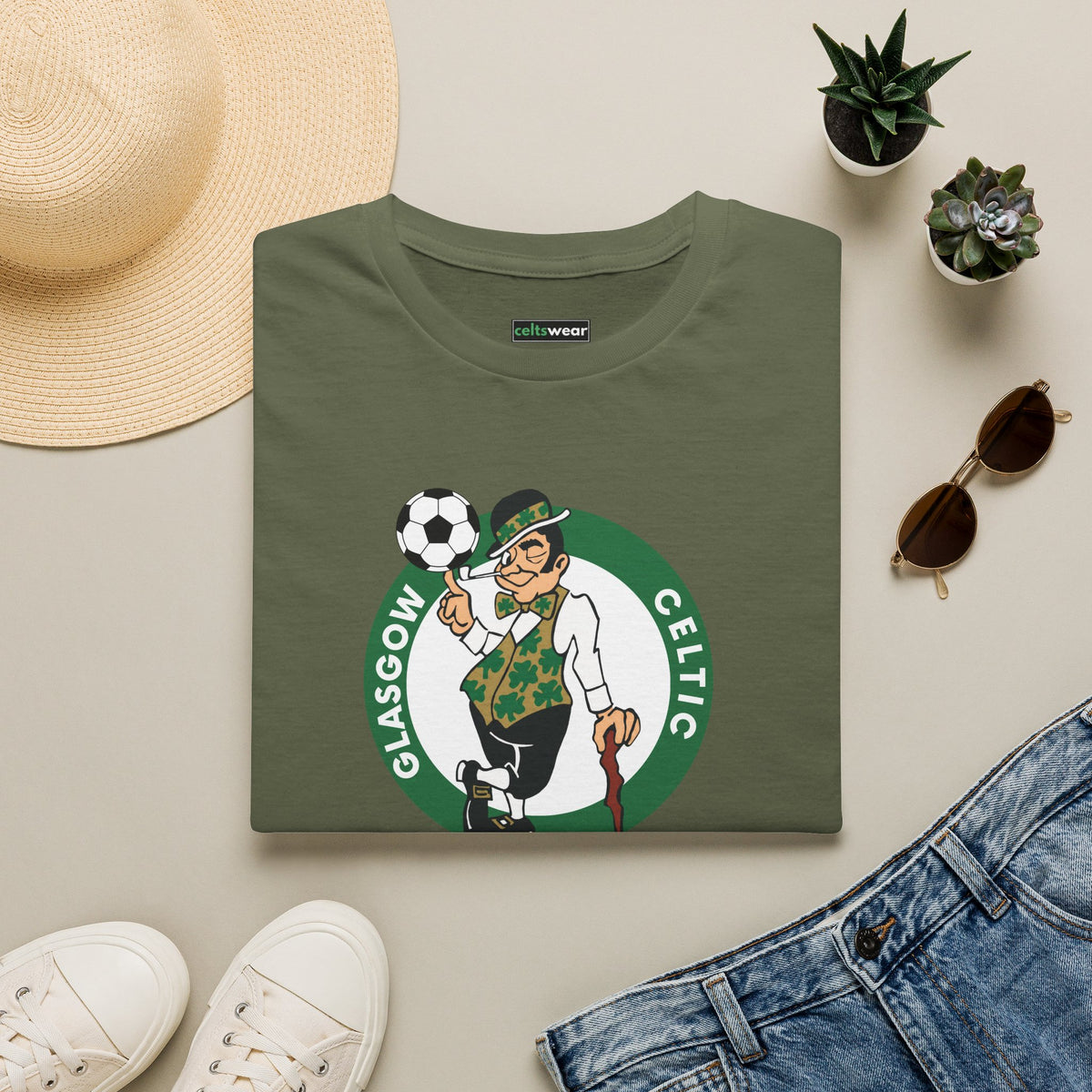 Glasgow Celtic Boston Style T-Shirt (Black, Khaki Green, Forest Green, Irish Green, White, Grey)